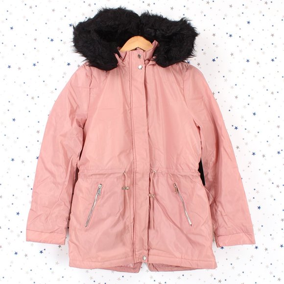 Mauve Fur lined Hood Anorak Parka Padded Jacket - Picture 12 of 13